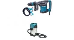 Marteau piqueur Makita HM0871CV Burineur 1110 W - SDS-Max - Extraction poussière & aspirateur (VC3011L) - Coffret - 8,1 J
