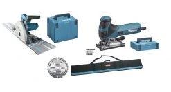 Scie plongeante Makita MEU029J - Set scie plongeante + rail de guidage (SP6000J1X) & scie sauteuse (4351FCTJ) dans 2x MAKPAC